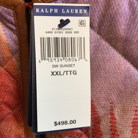 New XXL Polo Ralph Lauren Aztec SW Sunset Quilted Full-Zip Jacket Reversible - Picture 3 of 15